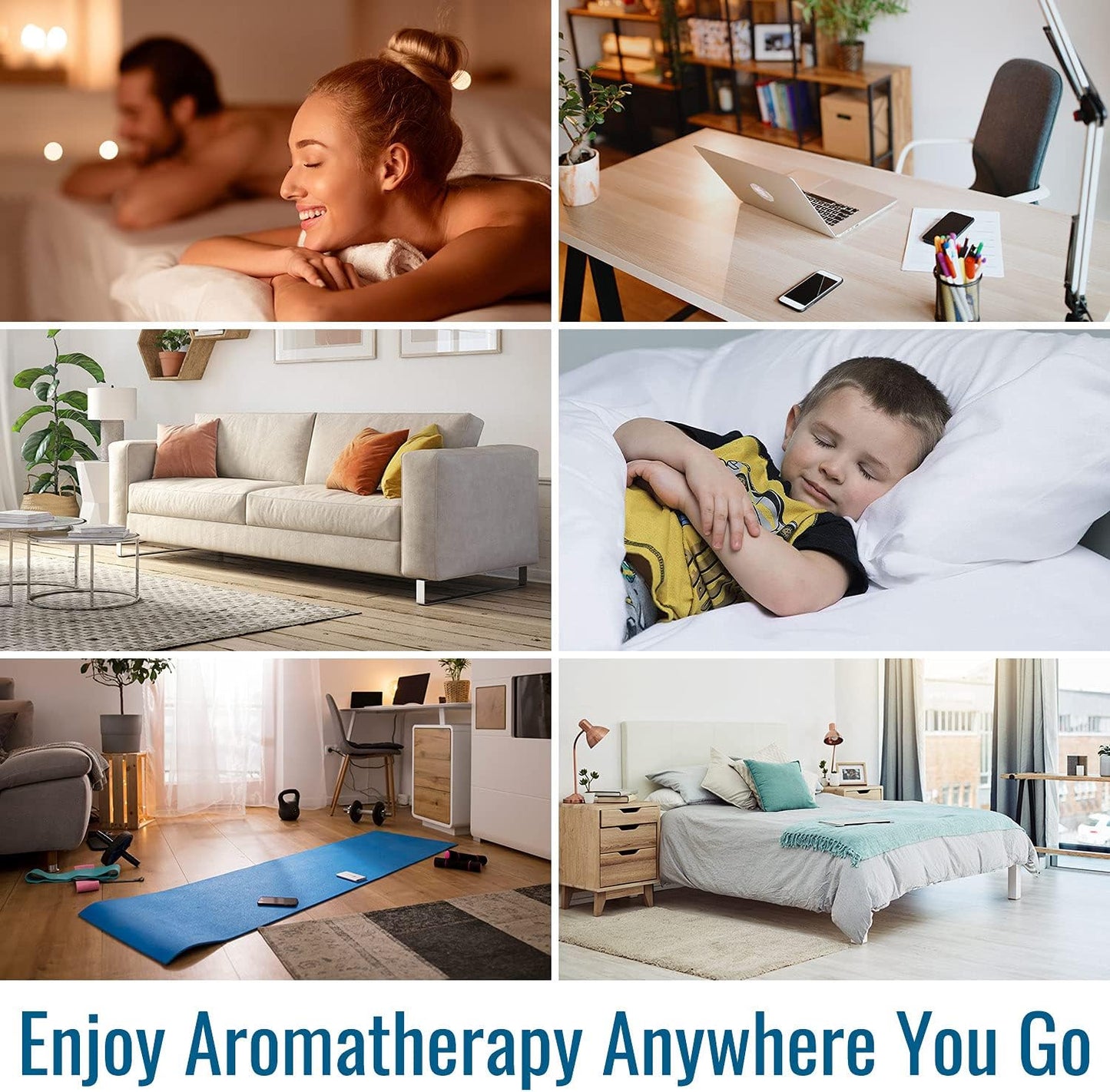 HealthSmart Essential Oil Diffuser, Cool Mist Humidifier and Aromatherapy Diffuser with 150ML Tank Ideal for Small Rooms, Adjustable Timer and Mist Mode, Wood Grain Brown (Pack of 2)