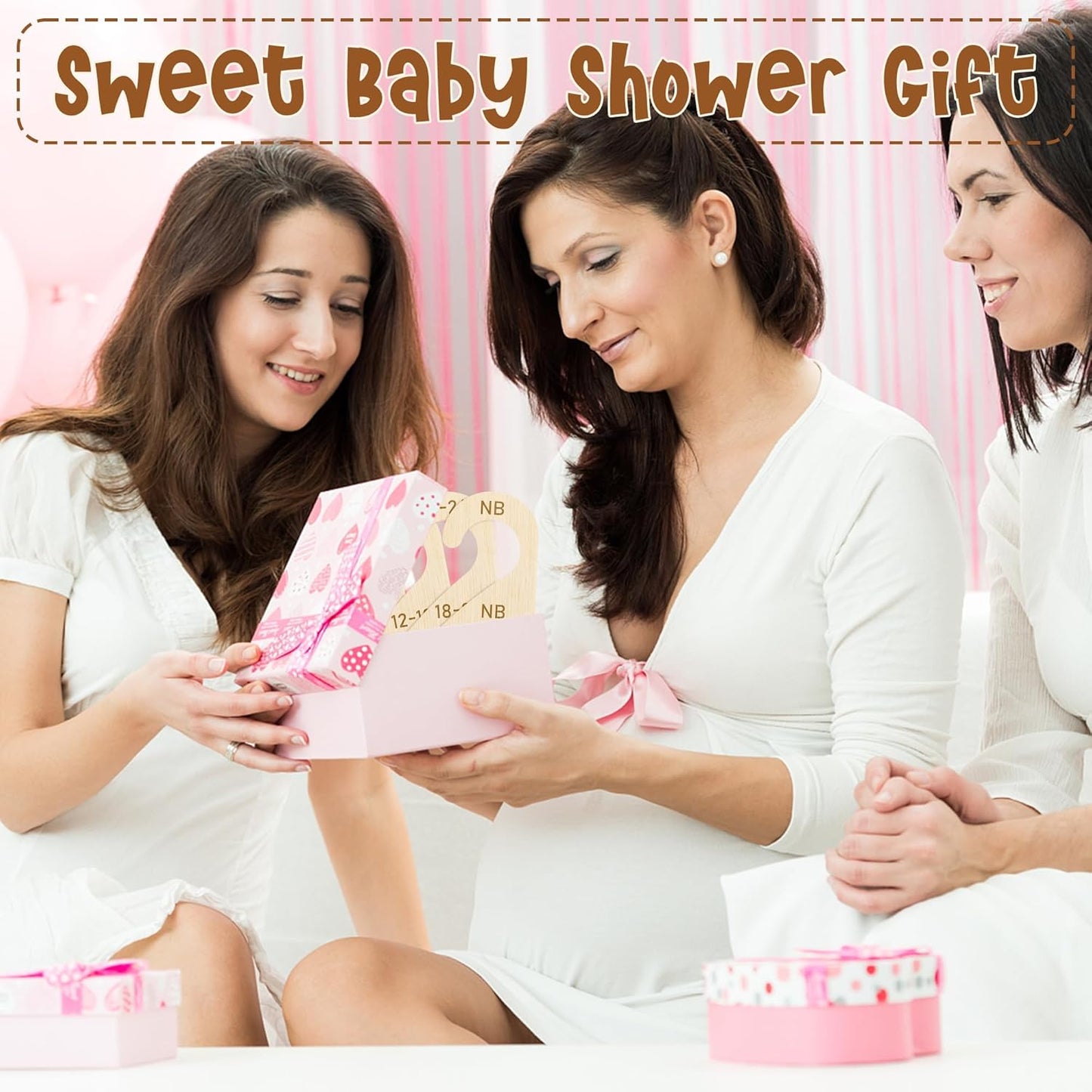 R HORSE Wooden Baby Closet Dividers - 8Pcs Double-Sided 3D Black Bow Baby Closet Organizer Newborn Clothes Size Hanger Dividers Nursery Decor Baby Shower Birthday Gift for Boy Girl (0-24 Months)