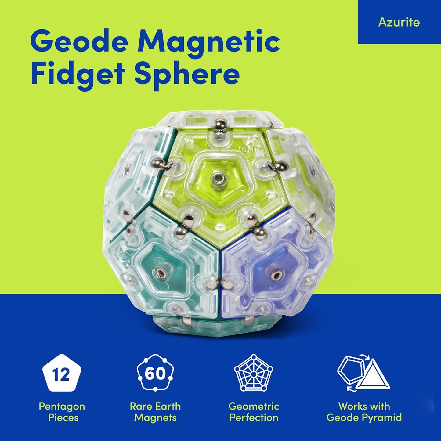 Speks Geode Sphere Magnetic Fidget Toy for Adults | Quiet Adult Sensory Toy for Stress Relief & Anxiety, Office Desk Toy & Top Gadget Gift Idea | Cool, 12-Piece Set