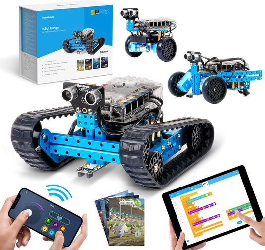 Makeblock mBot Ranger 3 in 1 Robotics for Kids Age 8-12, Coding Robot for Arduino Scratch Learning with Coding Box, 16 Coding Projects STEM Science Kit, Robot Toys Gift for Kids Ages 10+