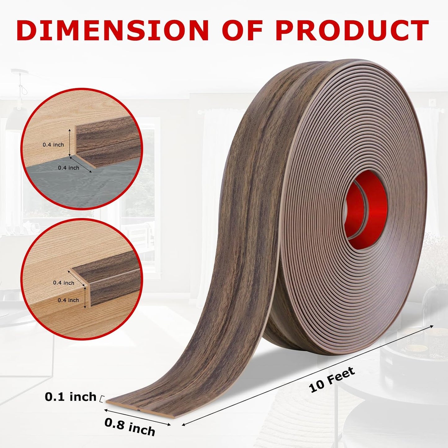 Flexible Wall Corner Protector Moulding Trim Peel and Stick Wall Corner Guards Edge Protector Self Adhesive Molding Trim Strip for Edge Ceiling (Smoked Brown Wood Grain, 0.8 in x 10 Ft)