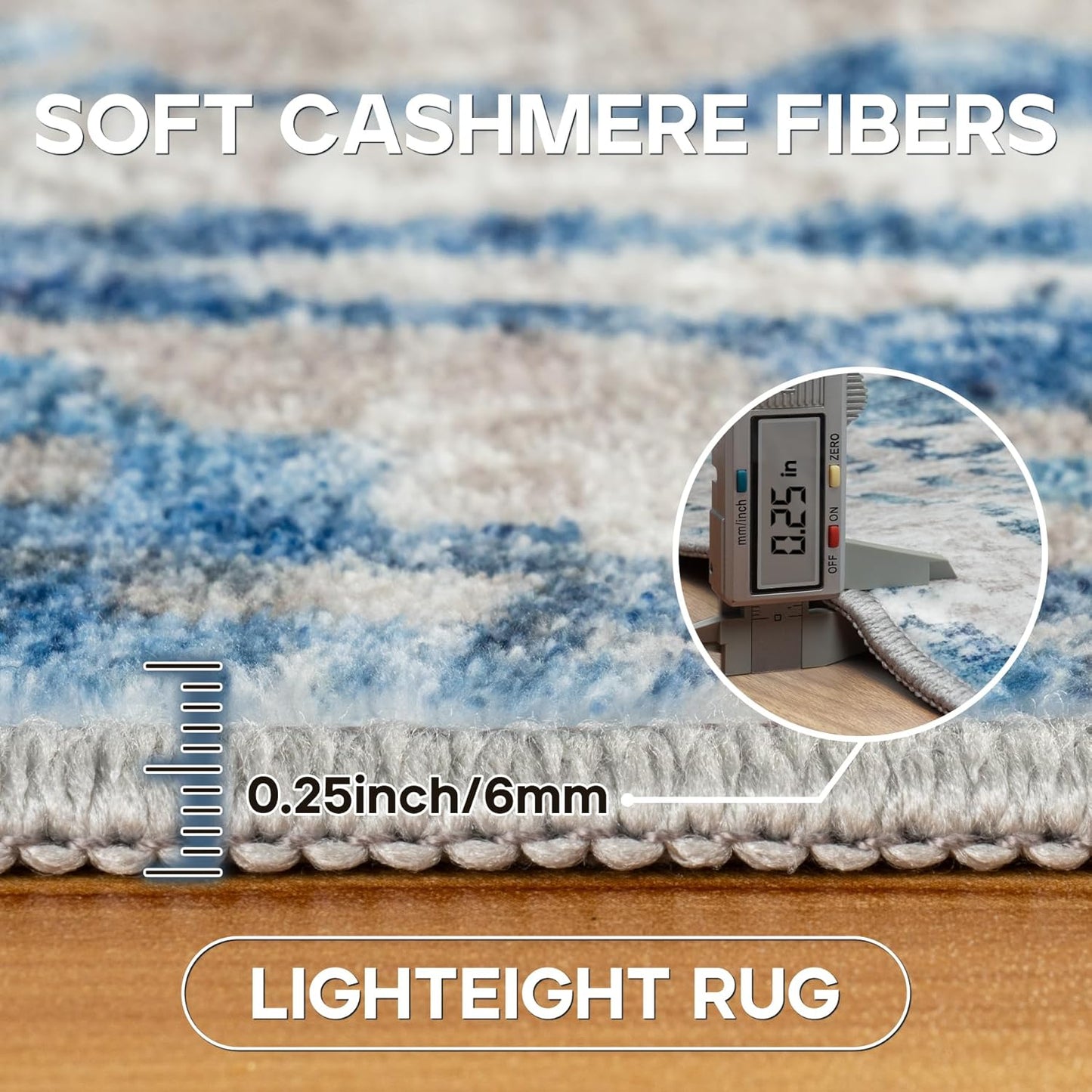 6x9 Area Rugs for Living Room Rug Washable: Modern Rug for Dining Room Bedroom Carpet Non Slip Low Pile 6 by 9 Indoor Abstract Nursery Home Office Blue White