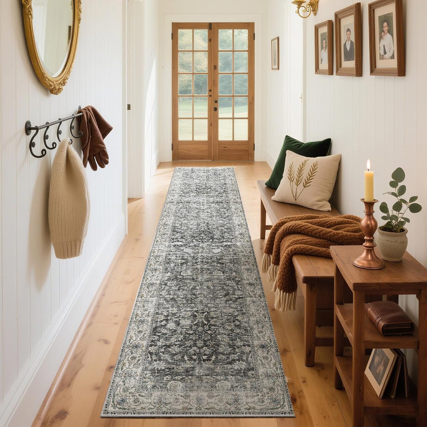 Runner Rug Washable Kitchen Runner: 2'x10' Hallway Runner Rugs Stain Resistant Non Slip Low Pile Soft Boho Carpet Runners for Hallways Bedroom Entryway Indoor Beside Bathroom Laundry Room