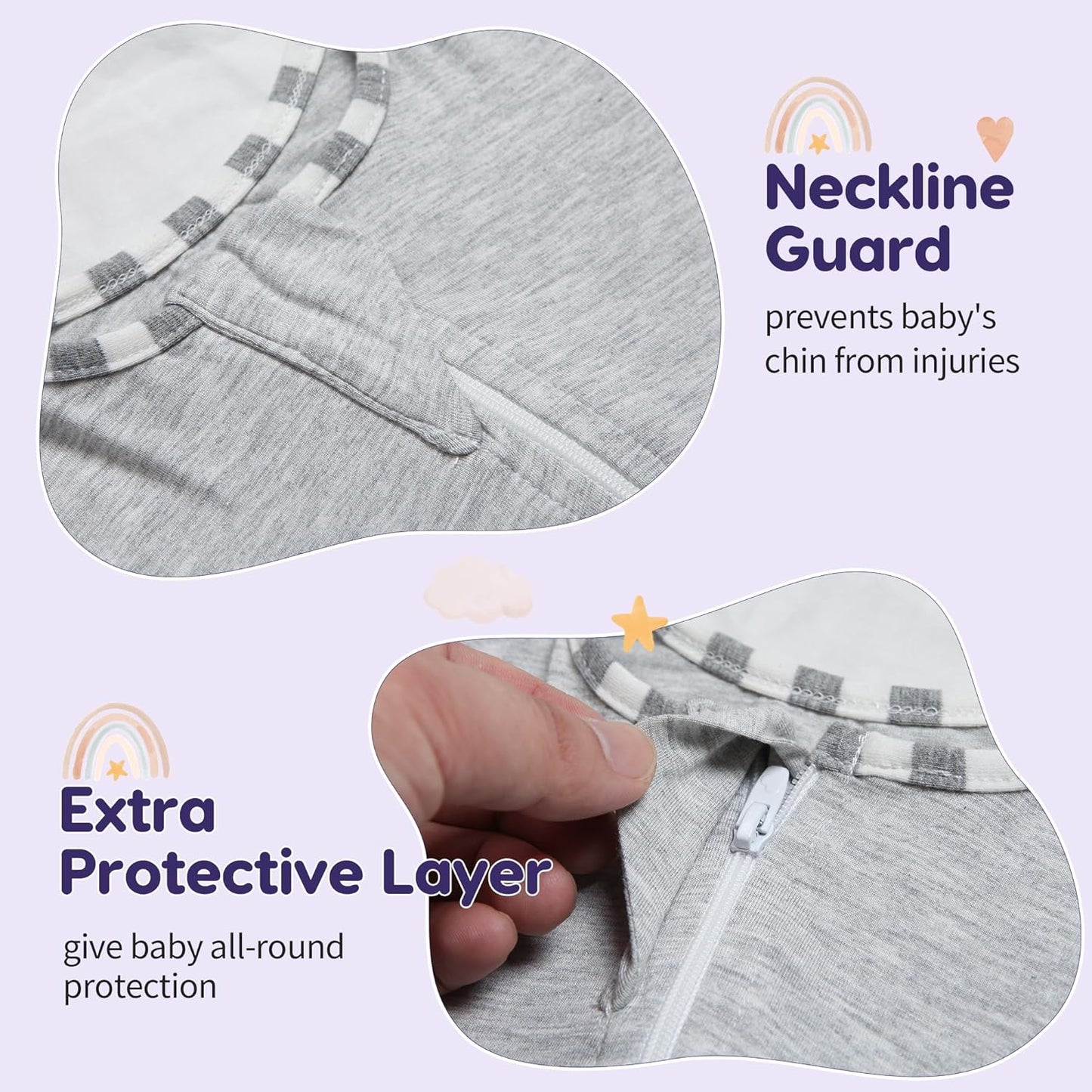 PuppyPaws Baby Sleep Sack, Transition Swaddle, Sleep Sack 6-9 Months, Wearable Blanket Baby with 2-Way Zipper, Swaddles for Newborns Summer, 95% Rayon derived from Bamboo, 5% Spandex