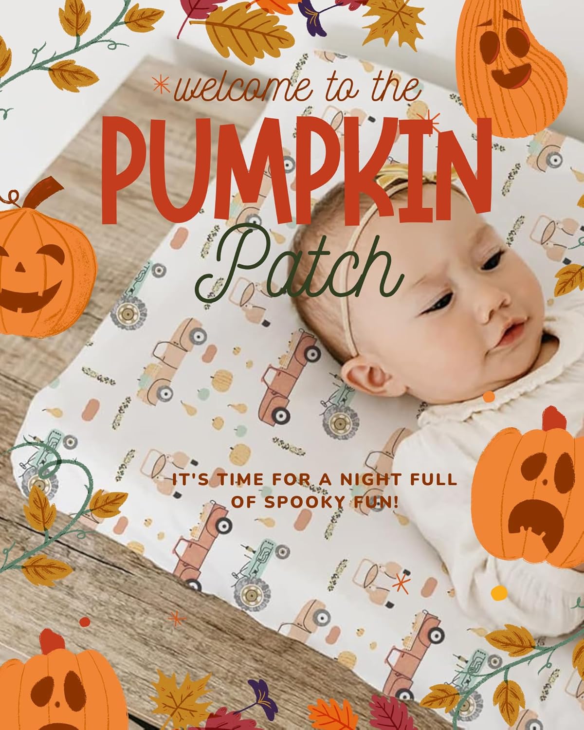 TotAha Premium Stretchy Changing Pad Cover for Baby Girl Boy, Hypoallergenic, Buttery Soft, Silky Comfort, Diaper Changing Table Cover Pad Sheets Fitted 16 x 32, 2-Pack Halloween Pumpkin