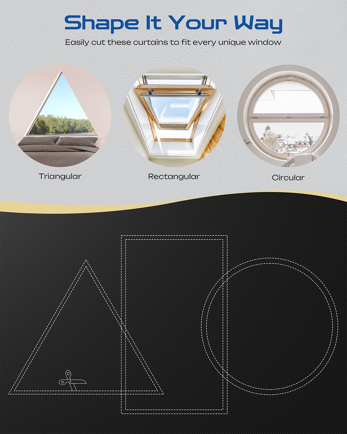 24" W x 48" L 100% Portable Blackout Curtains, Total Darkness No-Drill Black Out Window Cover,Temporary Blackout Shades with Hook & Loop Tape, for Bedroom, Nursery, Dorm, Travel (Black)