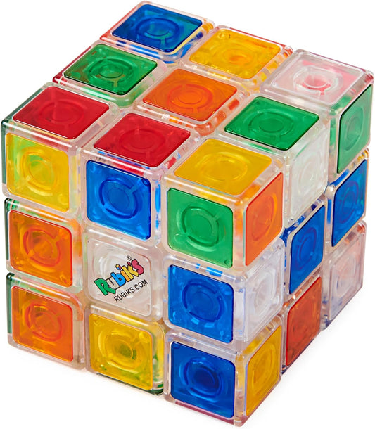 Rubik’s Crystal, New Transparent 3x3 Cube Classic Color-Matching Problem-Solving Brain Teaser Puzzle Game Toy for Kids and Adults Aged 8+