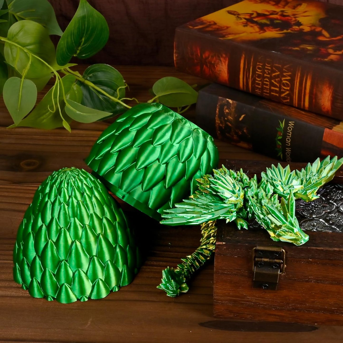 12inch Fly Dragon Egg, Year of The Dragon, 3D Printed Dragon, Executive Desk Toys, Articulated Dragon, Fidget Toys Gifts for Graduates Students Teachers Adults (Yellow&Green)
