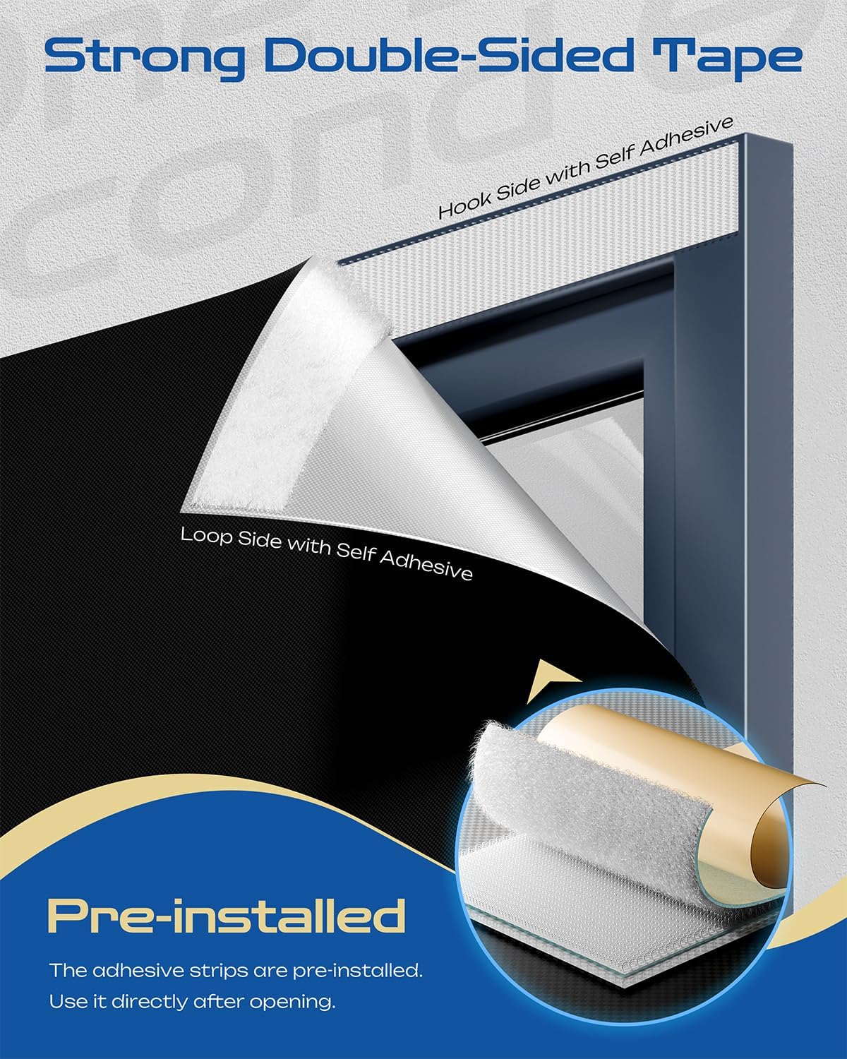 22" W x 36" L 100% Portable Blackout Curtains, Total Darkness No-Drill Black Out Window Cover,Temporary Blackout Shades with Hook & Loop Tape, for Bedroom, Nursery, Dorm, Travel (Black)