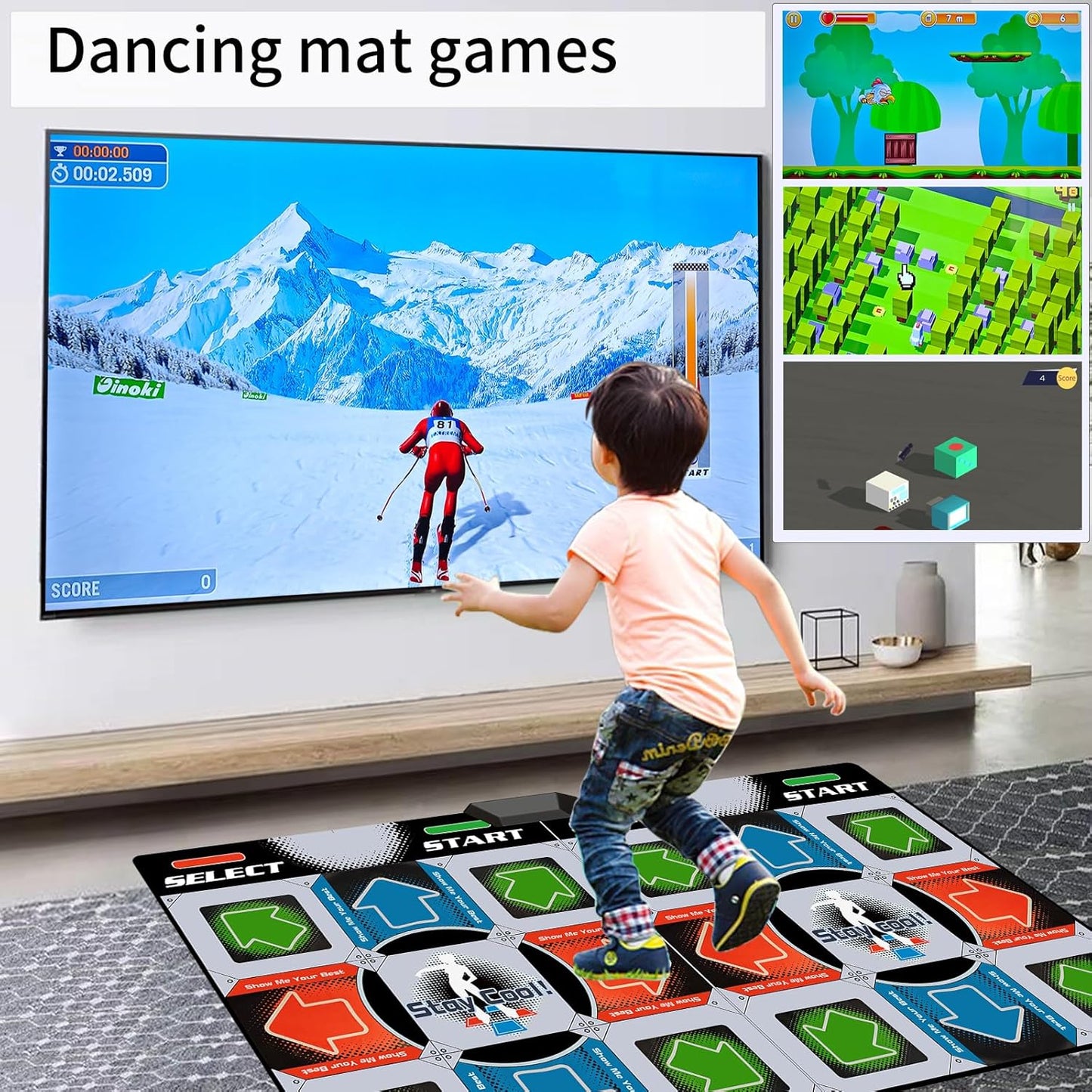 TV Dance Mat Games - Wireless Music Electronic Dance Mat Fun Dance Fitness Games for Kids, Christmas and Boys and Girls Birthday Gift Ideas, Silver Gray