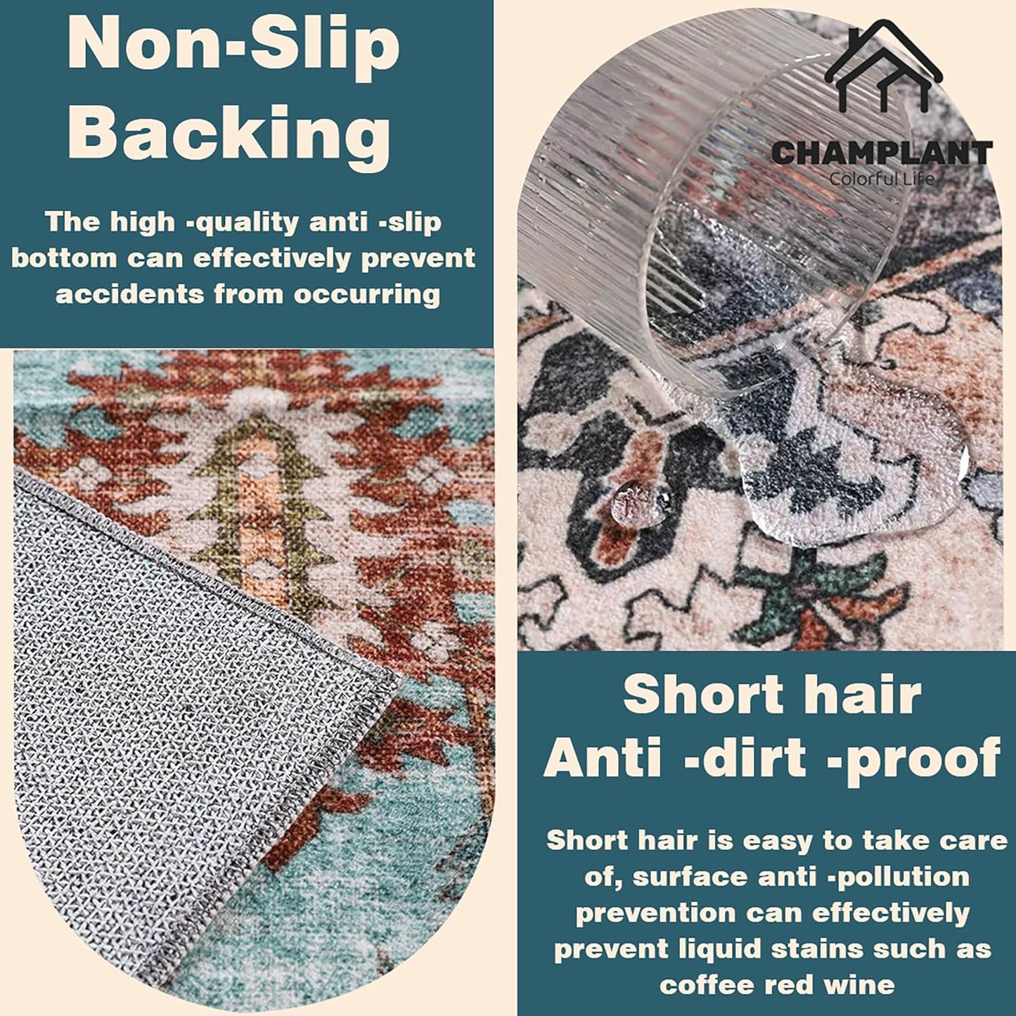 Area Rug 5'x7' Dark Blue Washable Vintage Traditional Floor Cover Thin Retro Kitchen Indoor Distressed Non Slip Carpet for Living Room Bedroom Dining Room