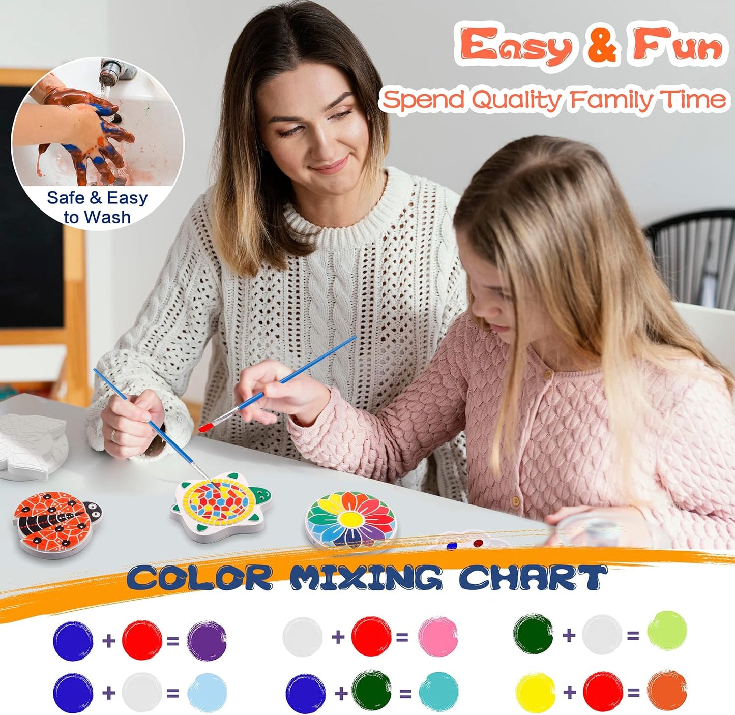 IFLOVE Paint Your Own Stepping Stones for Kids Craft Kits,Arts and Crafts for Kids Ages 4-8,5 Pack Painting Crafts for Girls Ages 8-12，Outdoor Toys Art Supplies Toddler Birthday Gift (Multicolored)