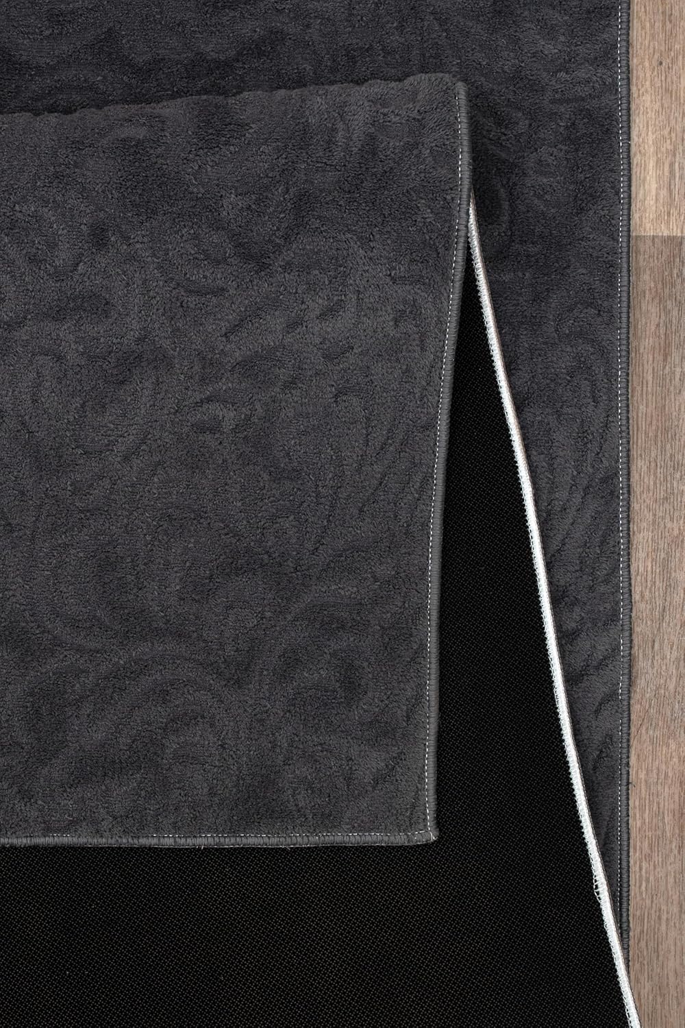 Non-Slip Washable 5x7 Area Rugs for Living Room Bedroom, Ultra Soft Bedside Rug, Indoor Floor Carpet for Kids Girls and Boys, Dorms, Nursery Rooms, Non-Skid Area Rug, Flower Anthracite Grey, 5'x7'