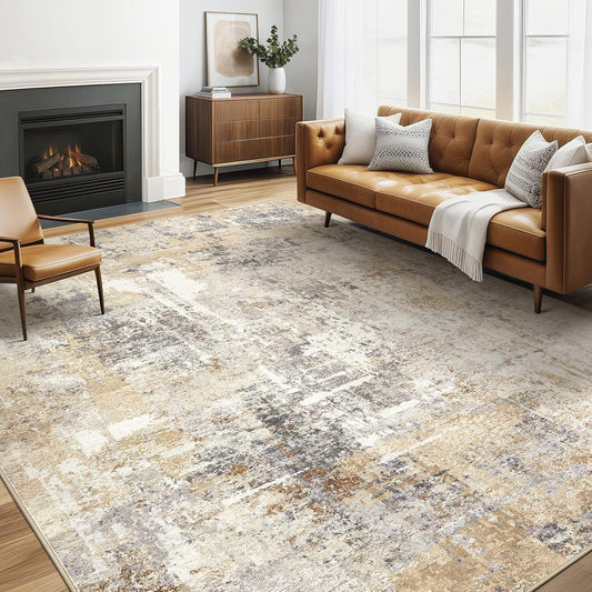 6x9 Area Rugs Living Room: Large Washable Abstract Modern Soft Rug Stain Resistant Indoor Floor Non Slip Accent Carpet for Bedroom Nursery Playroom Dining Room Office Dorm Home Decor- Gray Gold