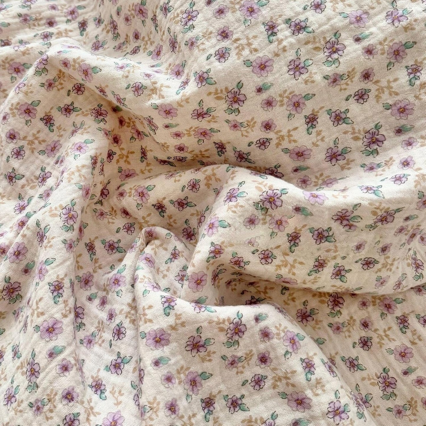 BuLuTu Purple Floral Muslin Cotton Toddler Pillowcases with Ruffles, 1 pc, 14"x20", Oeko-TEX Certified Gauze Muslin Pillow Cover for Girls Boys Crib Size Pillow Cases for All Seasons