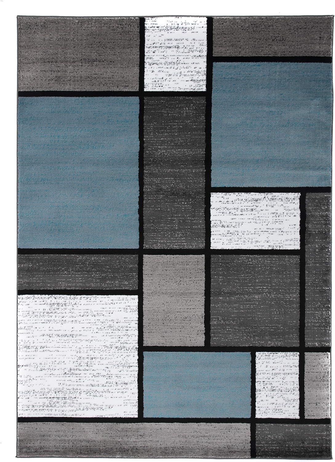 Rugshop Contemporary Modern Boxes for Home Office,Living Room,Bedroom,Kitchen Non Shedding Area Rug 10' X 14' Blue/Gray