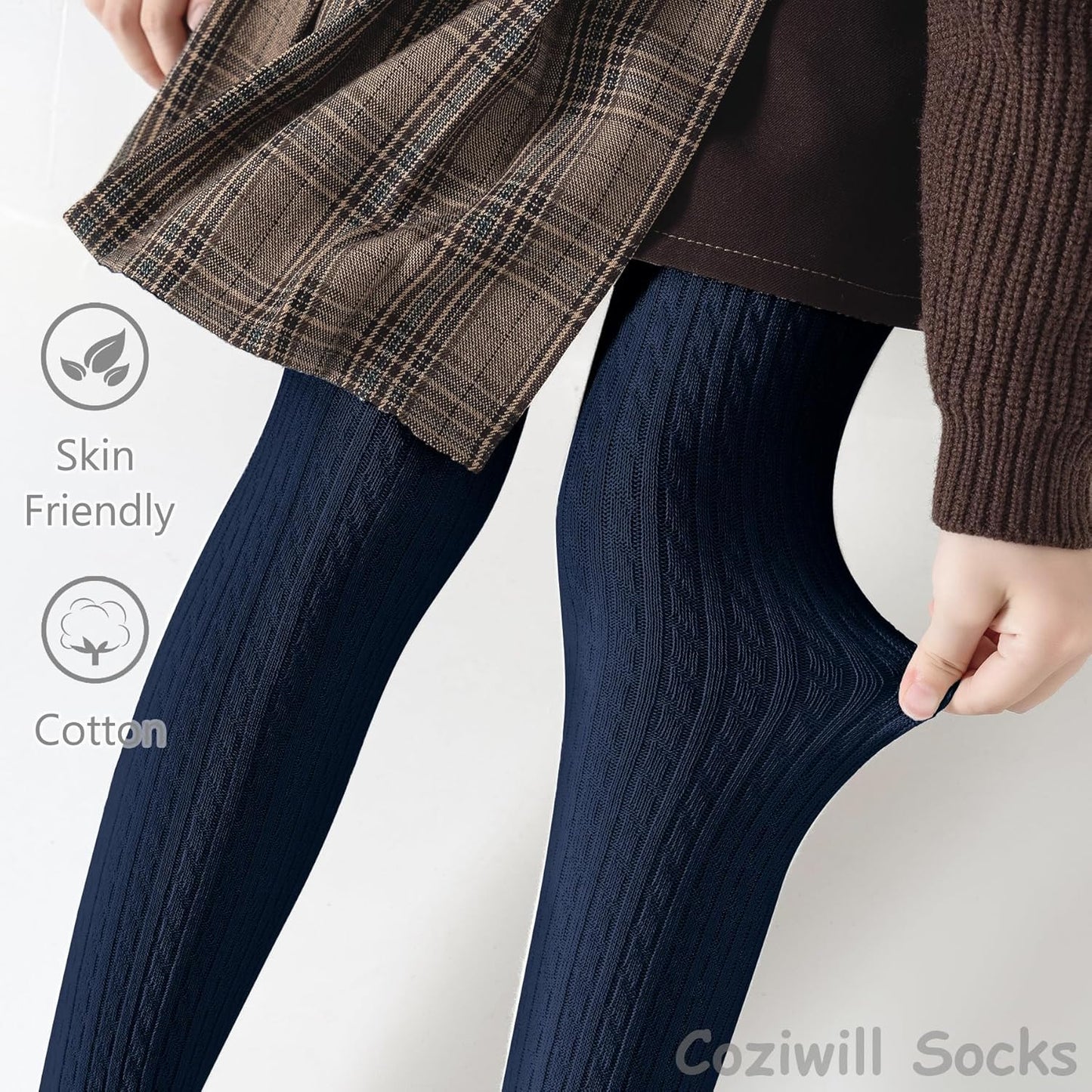 Girls Tights Seamless Toddler Stockings Tights Soft Cotton Cable Knit Baby Girl Tights Leggings 4-12 Years