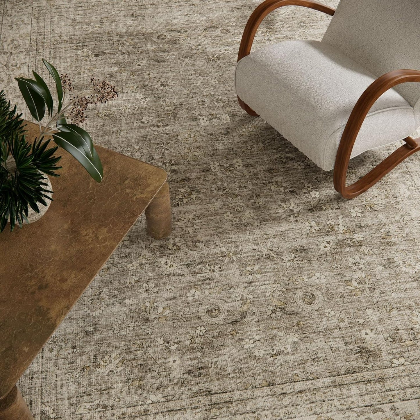 Machine Washable Rugs for Living Room: 5x7 Area Rugs for Bedroom Vintage Stain Resistant Non Slip Low Pile Lightweight Boho Carpet for Kitchen Dining Room Farmhouse Kids Room Nursery