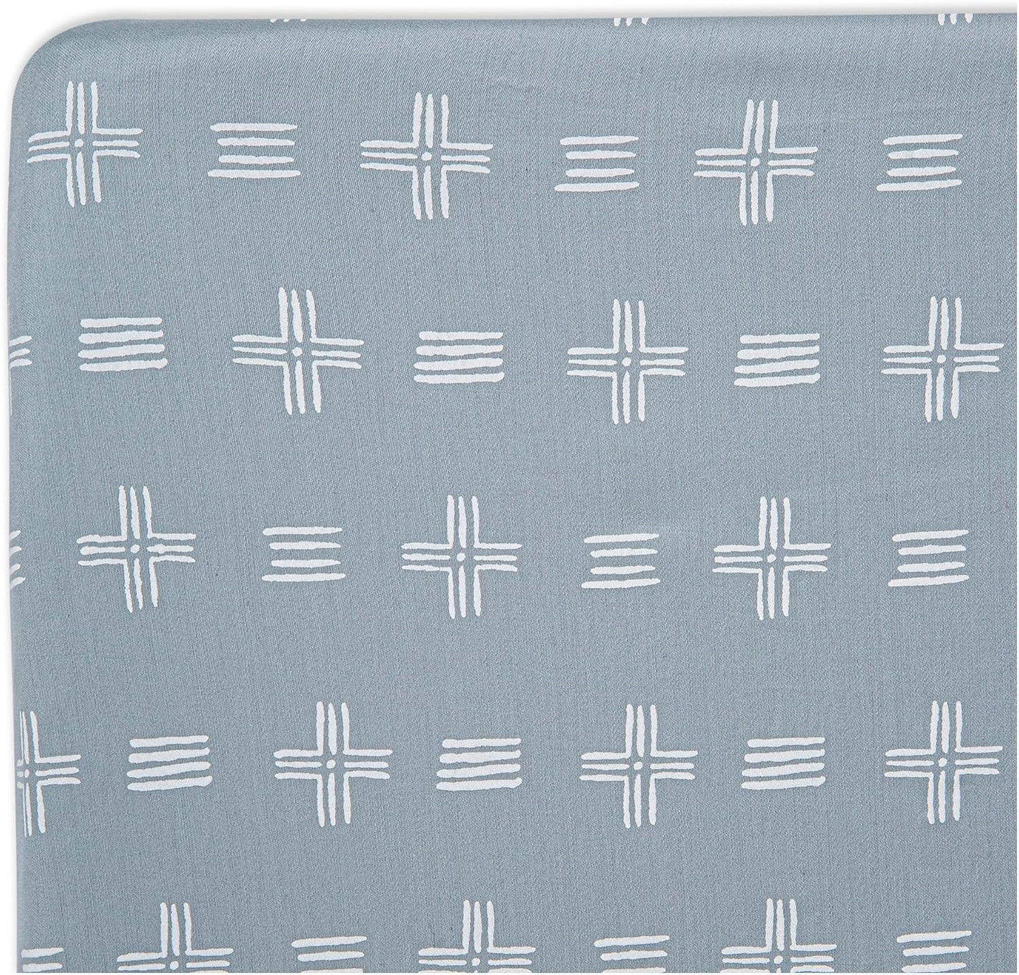 Crane Baby Soft Cotton Crib Mattress Sheet, Fitted Sheet for Cribs and Toddler Beds, Blue River Dash, 28”w x 52”h x 9”d