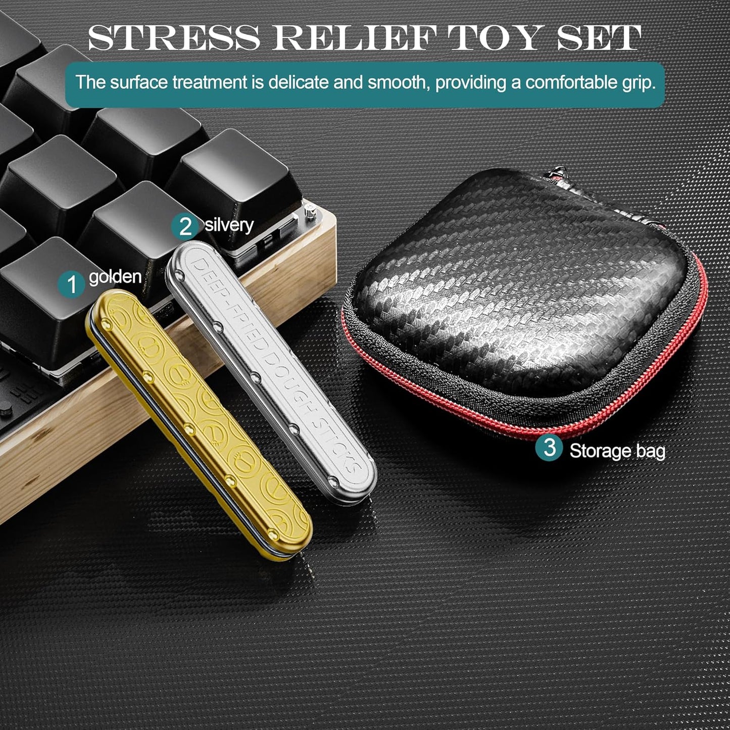 Metal Fidget Slider- EDC Slider Fidget Toys for Adults,Fidget Spinner Toys, Sensory Toys Anxiety Stress Relief Desk Toys Gifts for Boyfriend and Friends(Silver)