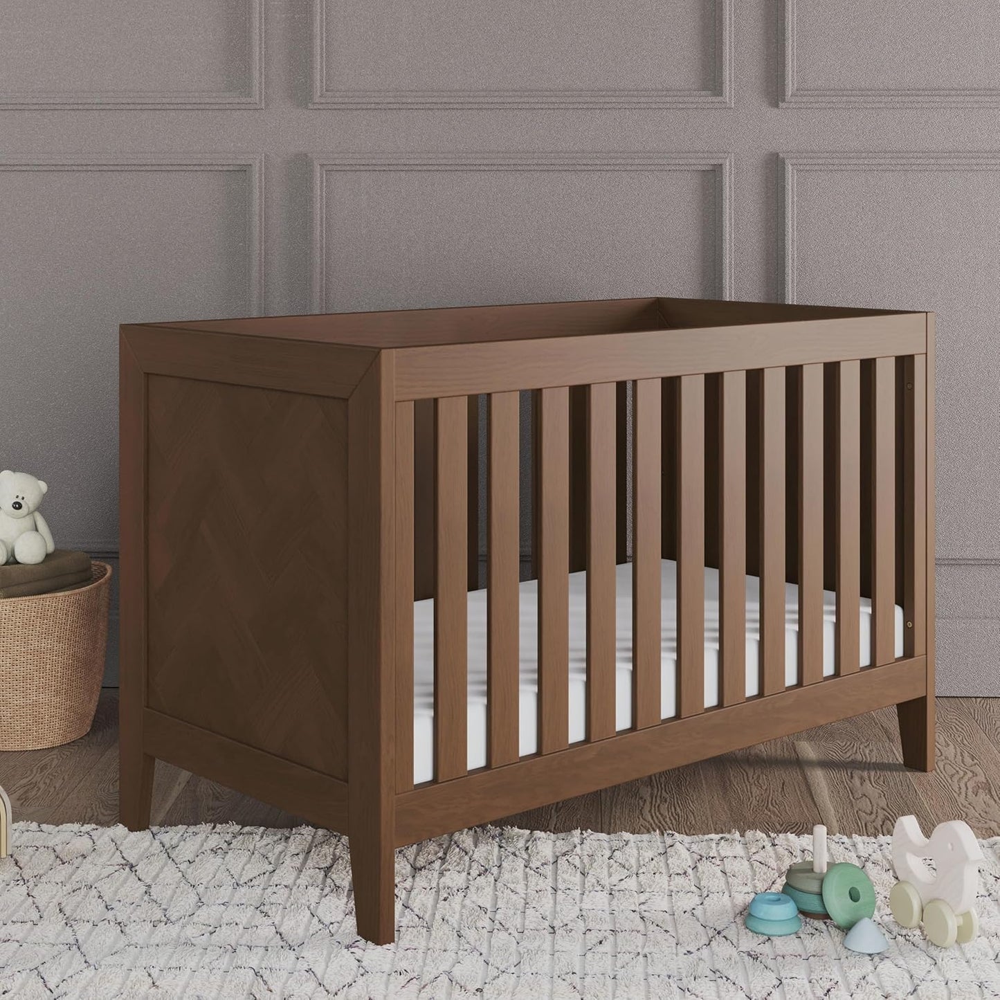 Child Craft Kieran 3 in 1 Convertible Crib, Baby Crib Converts to Day Bed, Toddler Bed, 3 Adjustable Mattress Positions, Non-Toxic, Baby Safe Finish (Toasted Chestnut)