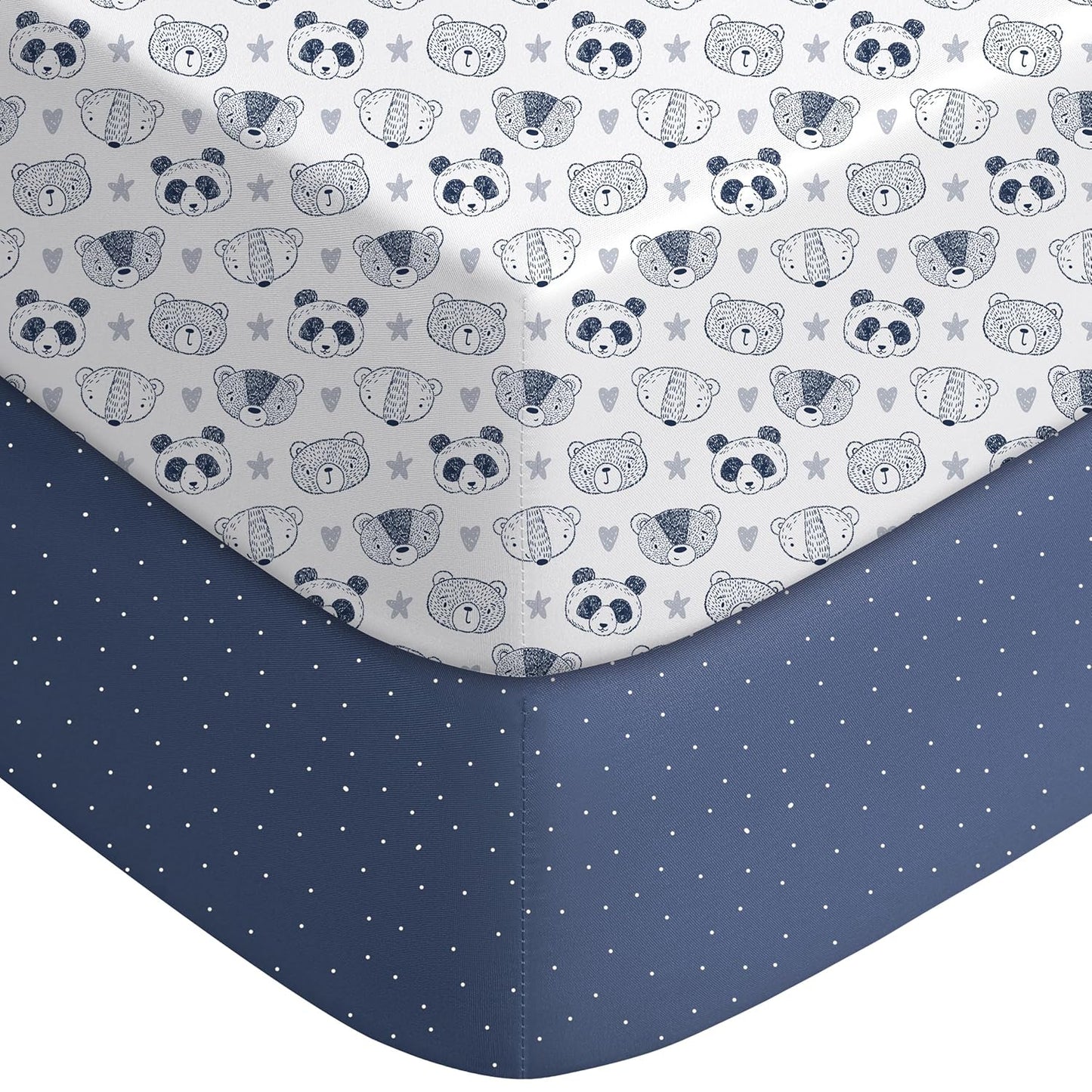 Yoofoss Pack and Play Sheets Fitted, Mini Crib Sheets 2-Pack for Pack N Play Mattress, Stretchy Playard Sheet, Soft and Breathable (Panda)