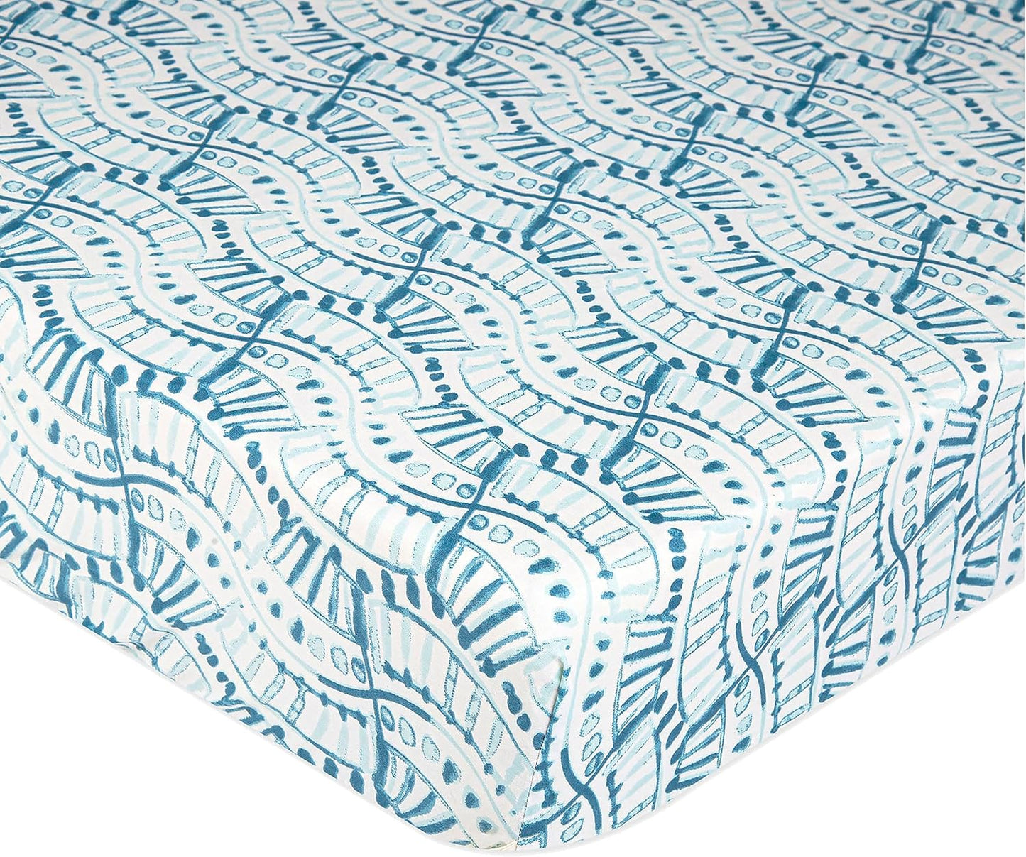 Crane Baby Soft Cotton Crib Mattress Sheet, Fitted Sheet for Cribs and Toddler Beds, Indigo Blue, 28”w x 52”h x 9”d