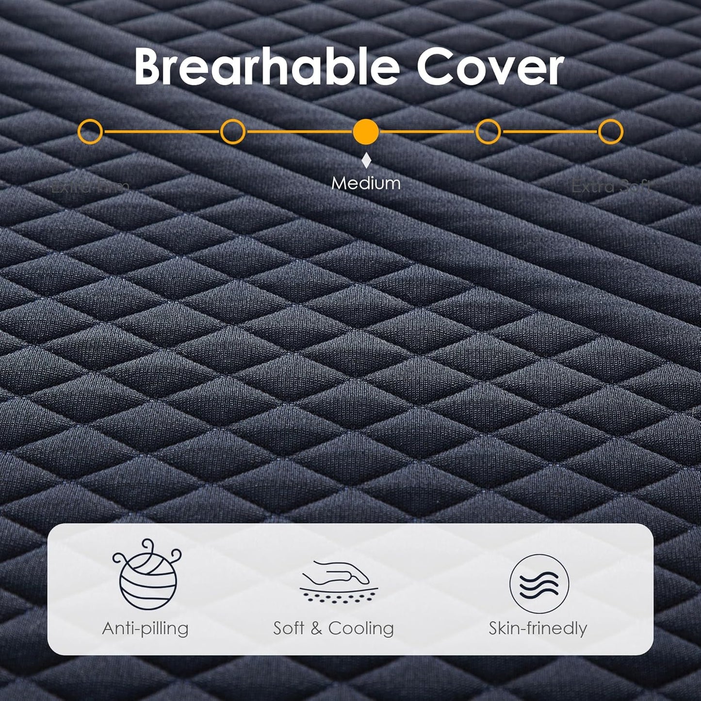 12 Inch Gel-Infused Memory Foam Mattress King Size,Medium Soft with Removable Washable Cover Cooling Gel Bed in a Box,CertiPUR-US Certified,80"X76"X12" Navy Blue