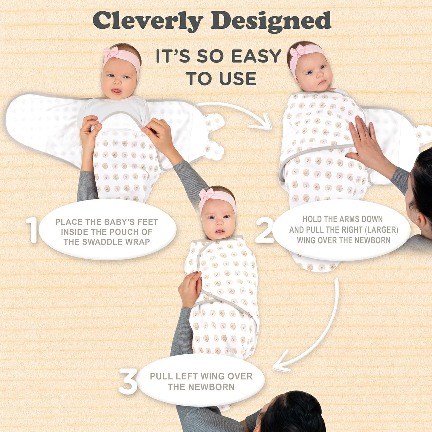 Bublo Baby Swaddles for Newborns – 3-Pack Infant Swaddles 0-3 Months – Adjustable Newborn Swaddle Sleep Sack – Soft Organic Cotton Baby Wrap for Safe & Cozy Sleep