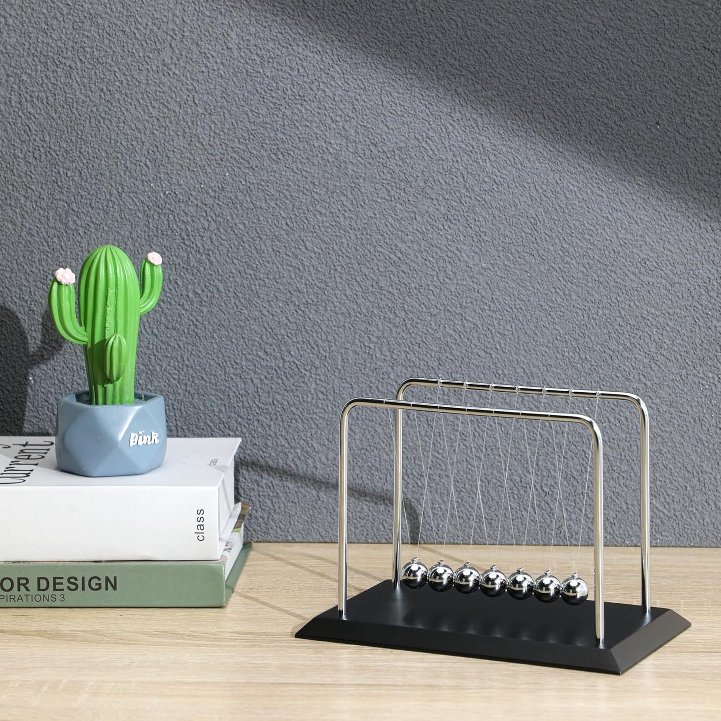 Large Newton Cradle Balance Balls with 7 Balls Physics Science Desk Toys Home Office Desk Ornament