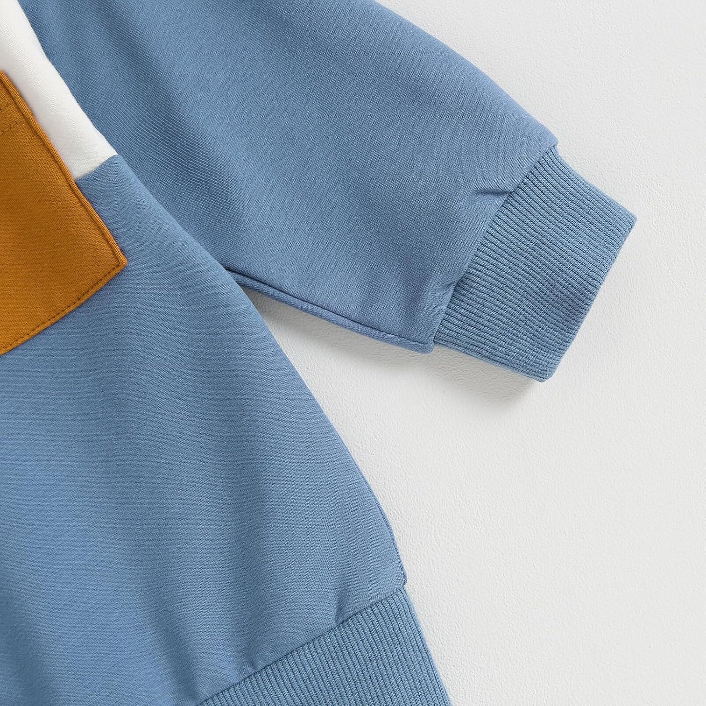 Kupretty Toddler Baby Boy Fall Winter Clothes Color Block Long Sleeve Sweatshirt Pullover Tops + Joggers Pants Outfit Set