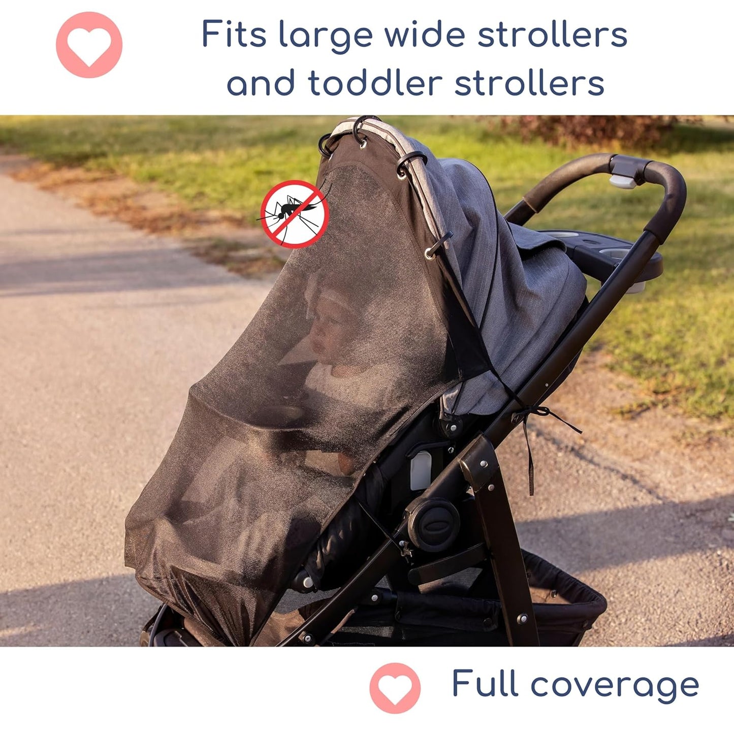 Stroller Sun Shade - Universal UV Protection Cover for Strollers Sunshade with See Through, Clip-On Sun Blocker, Sun Shield for Baby, Breathable Adjustable Fit, Full Coverage, XL Black