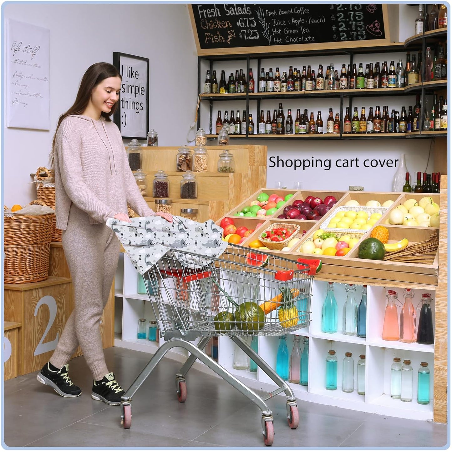 Car Seat Covers for Babies - Multi- use Nursing Carseat Canopy, Breastfeeding Covers, Baby Shower Gifts for Boys and Girls (Grey Dinosaur)