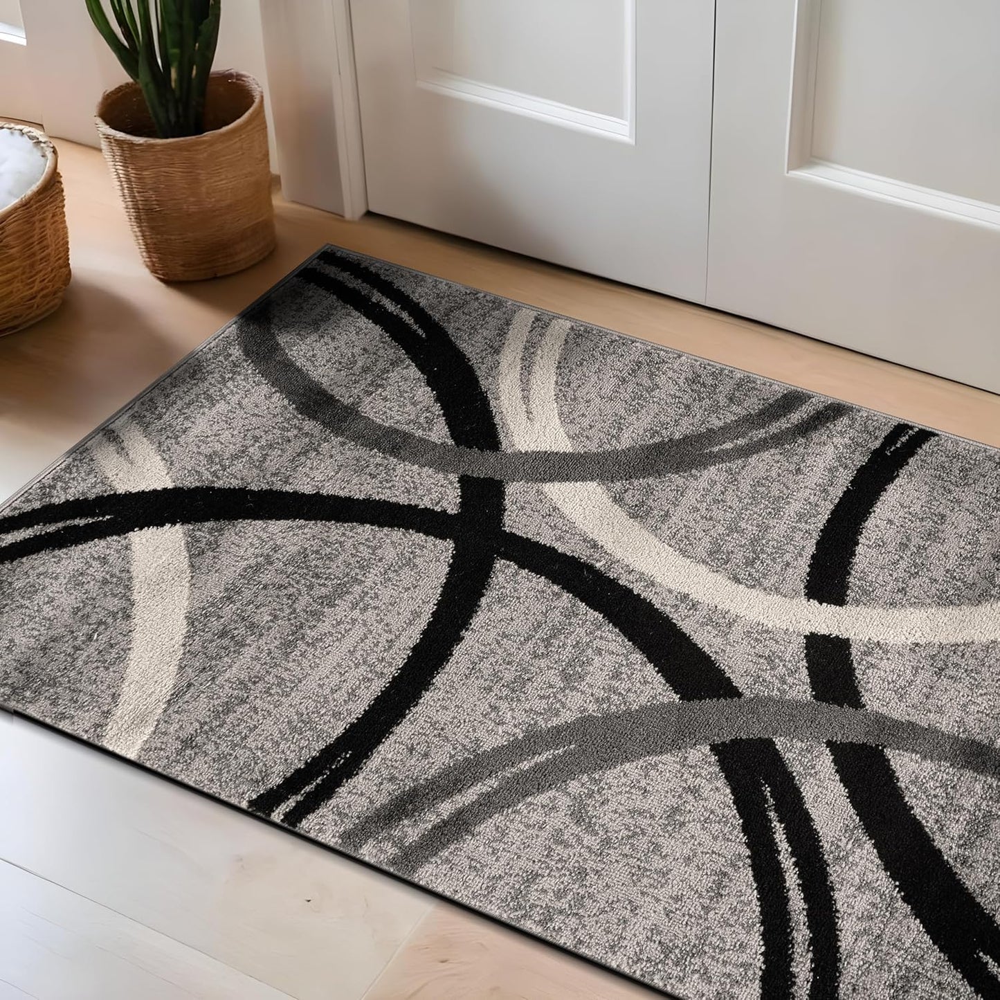 Rugshop Modern Wavy Circles Design Area Rug 2'7" x 4' Gray