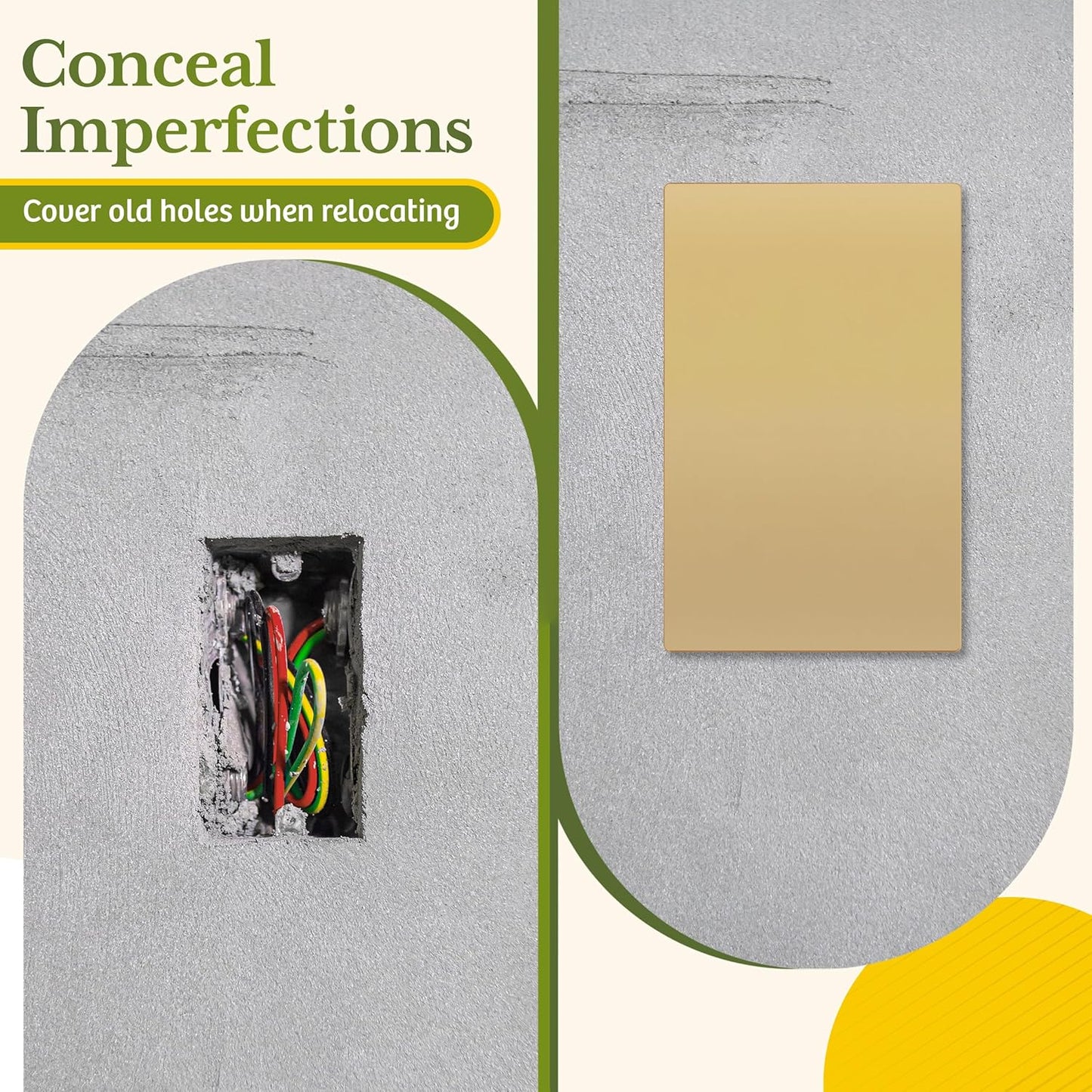 TG Mid-Size Screwless Blank Wall Plate, Child Safe Blank Device Outlet Cover, Medium Size 1-Gang 4.88" H x 3.11" L, Polycarbonate Thermoplastic, UL Listed, SP-MB1-GD5P, Gold (5 Pack)