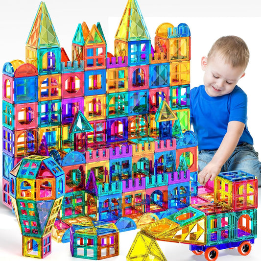 TEMI Magnetic Tiles,Building Blocks, Magnets Building Set, Learning and Education Toys Christmas Toy Gift for Ages 3 4 5 6 7 8+ Year Old Toddler Kids Boys and Girls (Magnetic Tiles-80pcs)