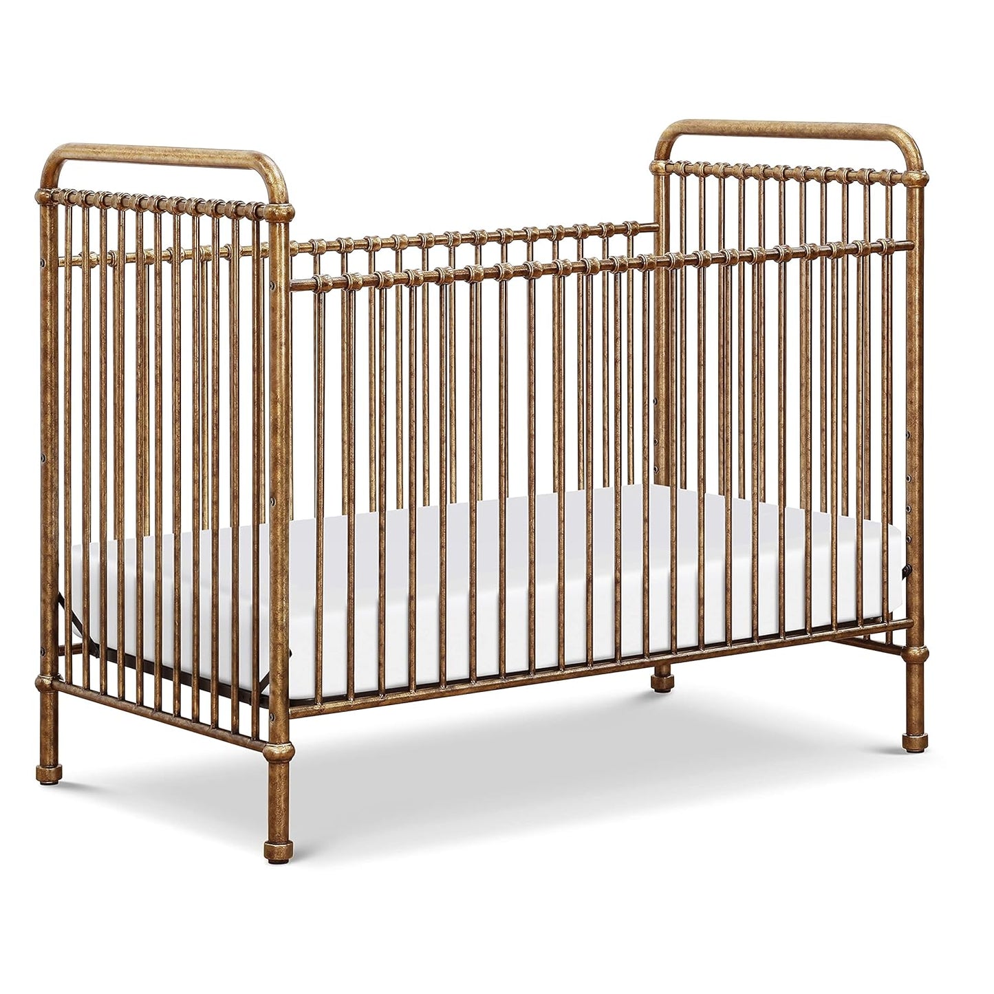 NAMESAKE Abigail 3-in-1 Convertible Baby Crib (Gold) - GREENGUARD Gold Certified - Convertible Crib to Toddler Bed and Daybed - Baby Bed w/ 4 Adjustable Heights - Vintage Baby Crib Convertible