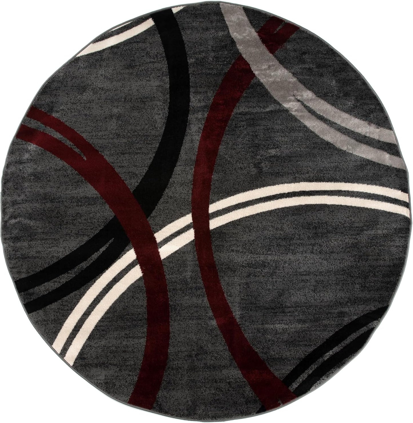 Rugshop Modern Wavy Circles Design Round Area Rug 8' Red