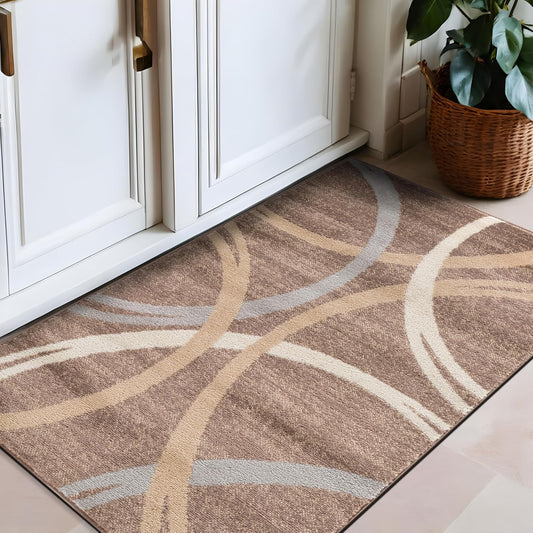 Rugshop Modern Wavy Circles Design Area Rug 2'7" x 4' Brown