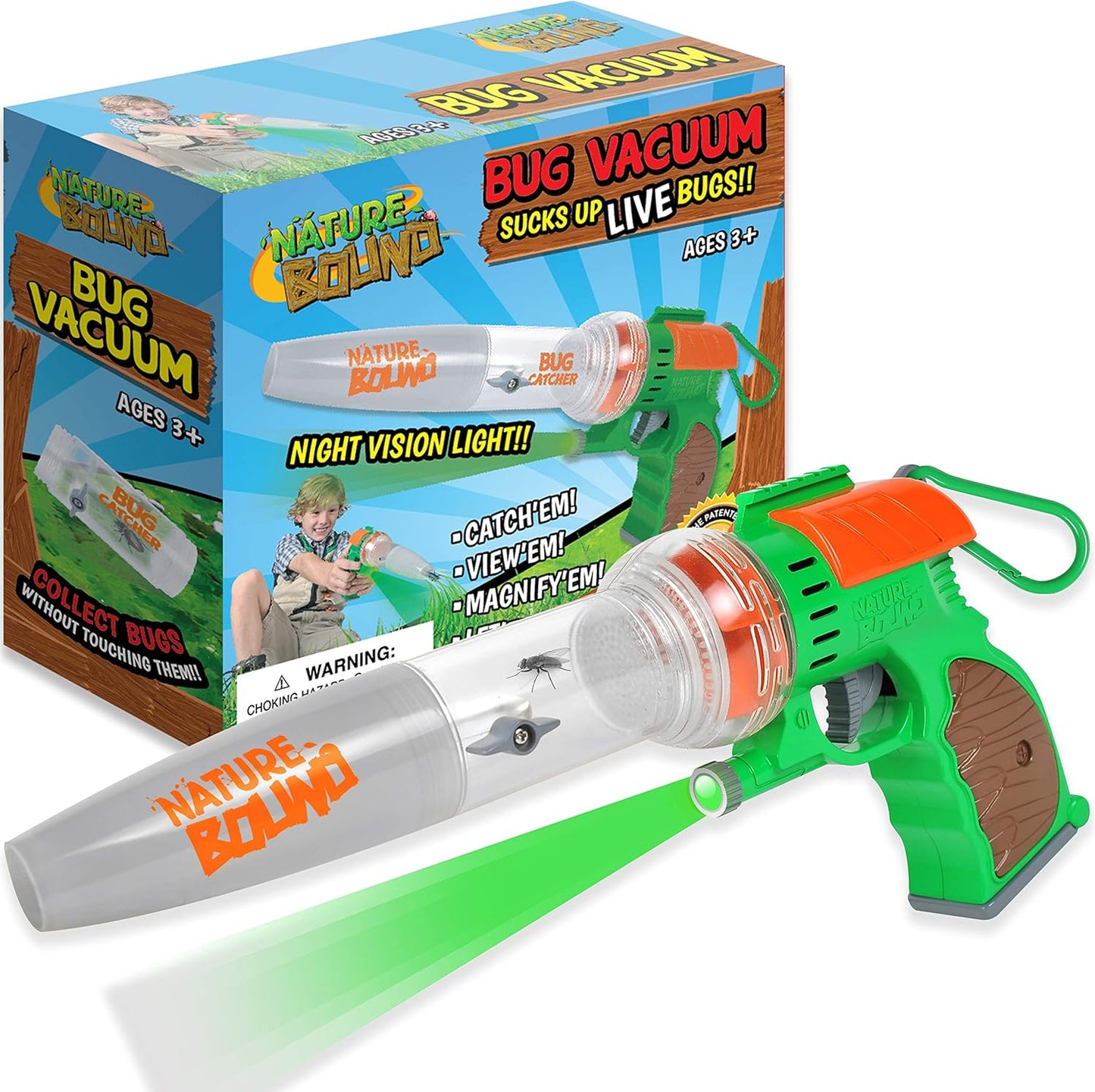 Nature Bound Bug Catcher Toy | Eco-Friendly Bug Vacuum, Catch and Release | Ages 3 to 12 Indoor/Outdoor Play Toy | Includes Capture Core with Magnification | Complete Kit for Kids | Green