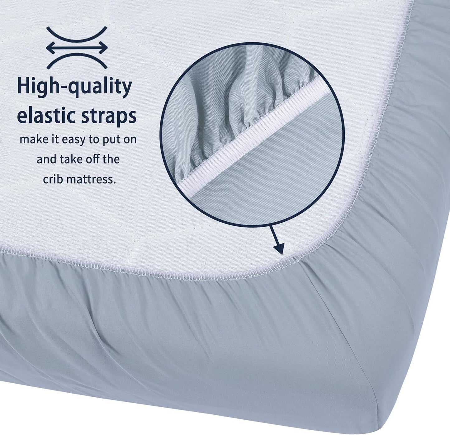 Pack and Play Sheets Fitted, 2 Pack Pack n Play Sheets for Graco Pack n Play Mattress, Unisex Playard Sheets for Boys Girls (Grey & Cyan, 38 X 26 Inch)