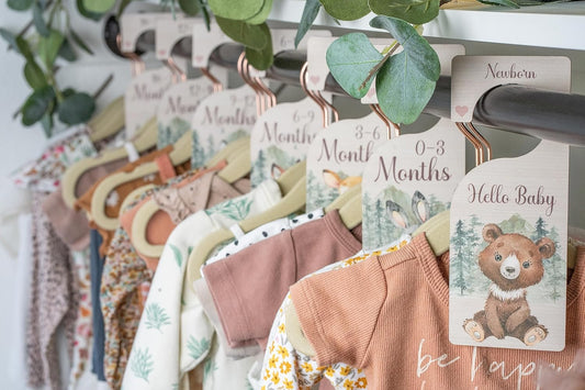 Baby Closet Dividers | Woodland Nursery Decor Closet Dividers for Baby Clothes | Hanging Wooden Baby Clothes Dividers for Closet | NB - 24 Month Baby Closet Size Dividers