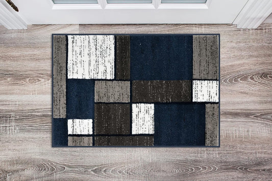Rugshop Contemporary Modern Boxes Area Rug 2' x 3' Navy