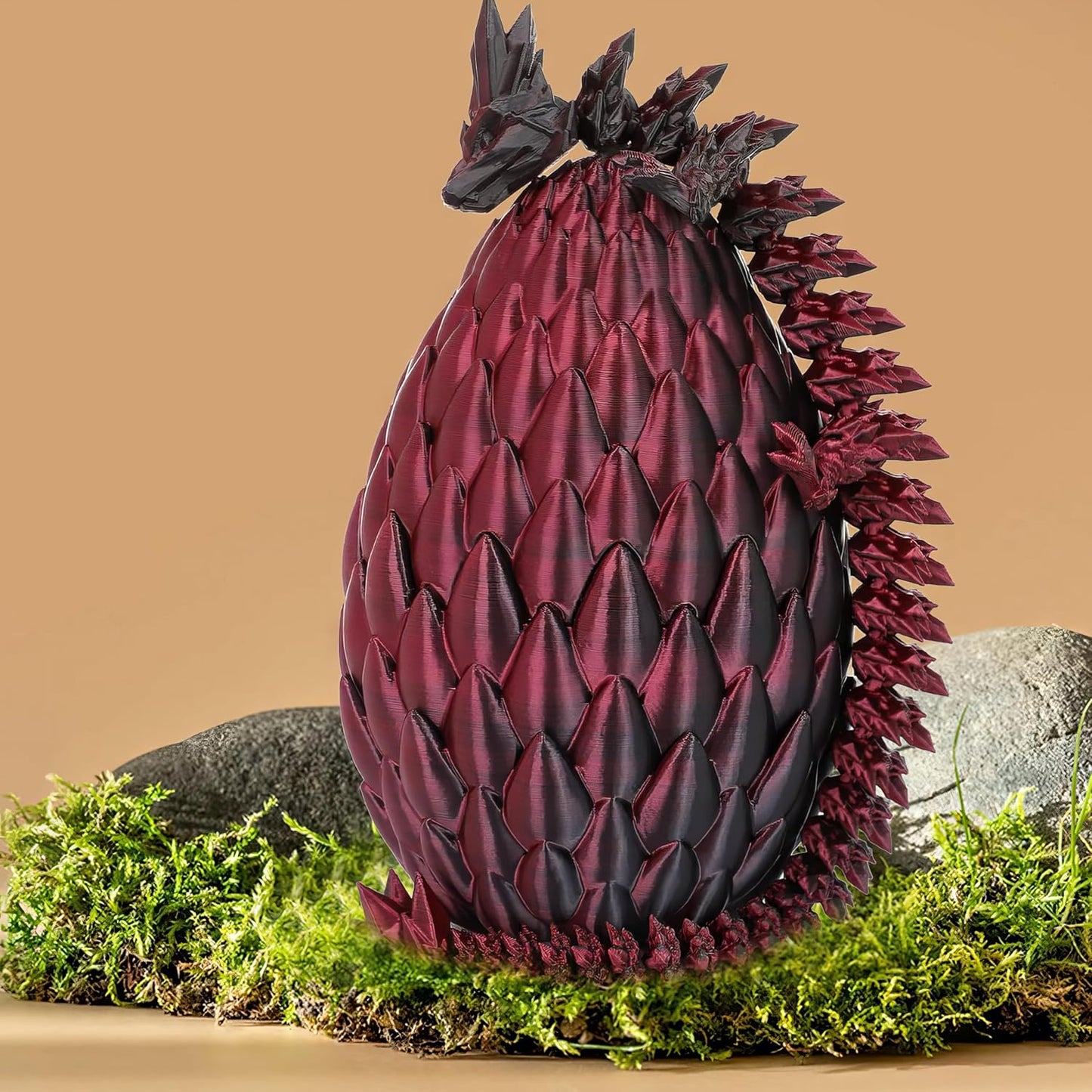 Easter Eggs 3D Printed Dragon Egg Dragon Eggs with Dragon Inside Fidget Toys Pendant Desk Decorative Easter Egg Fillers Easter Gifts for Boys Kids Home Office Decor (Black Red)