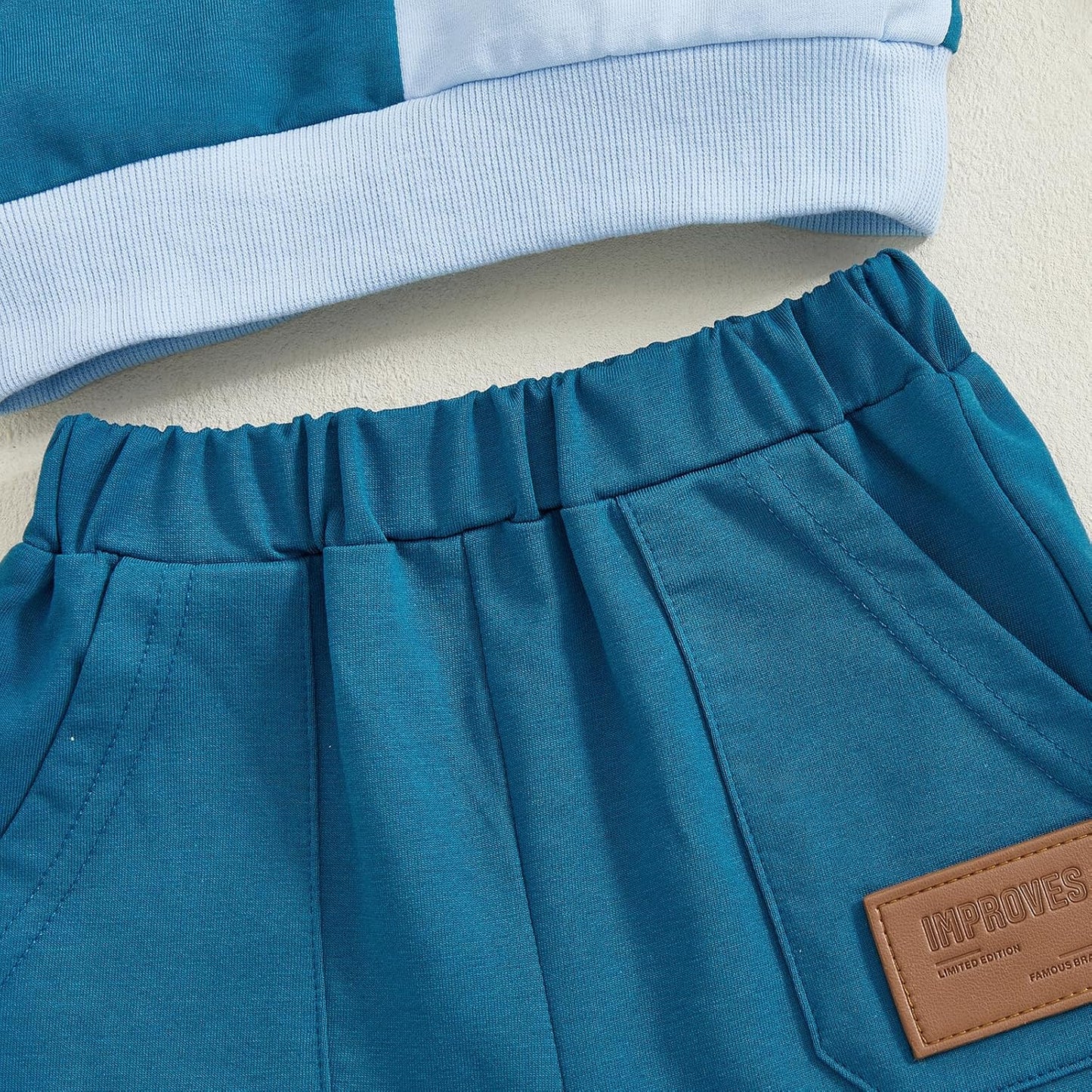 Kupretty Toddler Baby Boy Fall Winter Clothes Color Block Long Sleeve Sweatshirt Pullover Tops + Joggers Pants Outfit Set