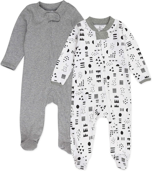 HonestBaby Baby Sleep N' Play One-Piece Zip-Front Footed Organic Cotton Pajama Sleeper