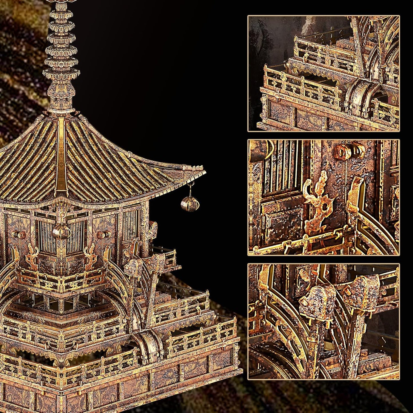 Piececool 3D Metal Puzzles for Adults, Buddha Indian Buddist Architecture Model Building Kits, Challenging 3D Metal Puzzles DIY Arts and Crafts Interesting Gifts for Dad Mother