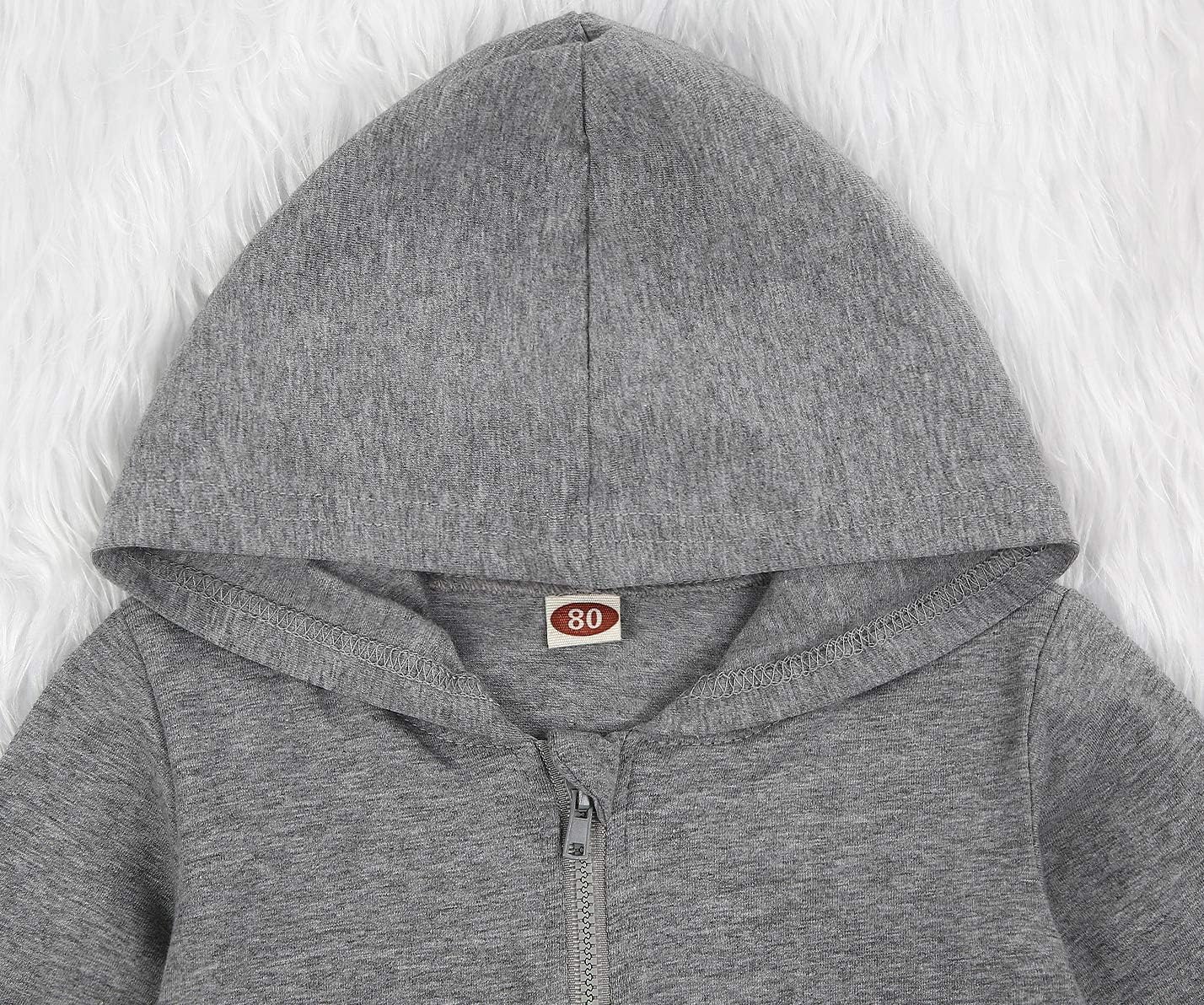 Imcute Baby Zip Up Hoodie, Unisex inflant Toddler Long Sleeve Sweatshirts Lightweight Jacket Hooded Coats Fall Winter Outfits