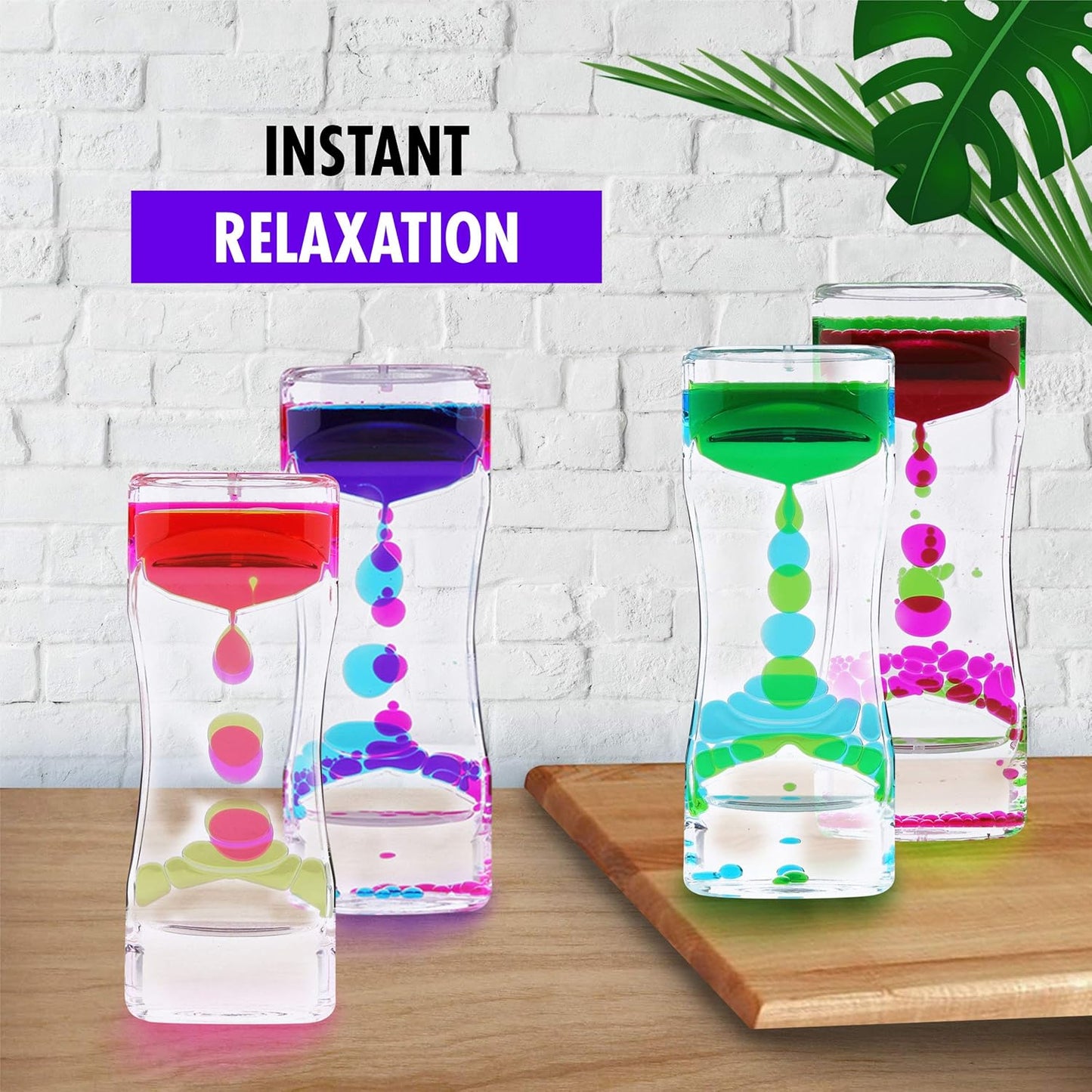 Liquid Motion Bubbler Sensory Toys – 5 Pc Set Bundle Stretchy String Fidget Toys Timer for Stress Relief and Anxiety Relief Great for ADHD Autism ADD Figit
