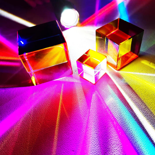 for Mixing Color Cube with Display Stand Diamond Polished, Scientific and Educational Toys, Gorgeous Physics Toys Satisfying Silent Desk Toy (size25mm)